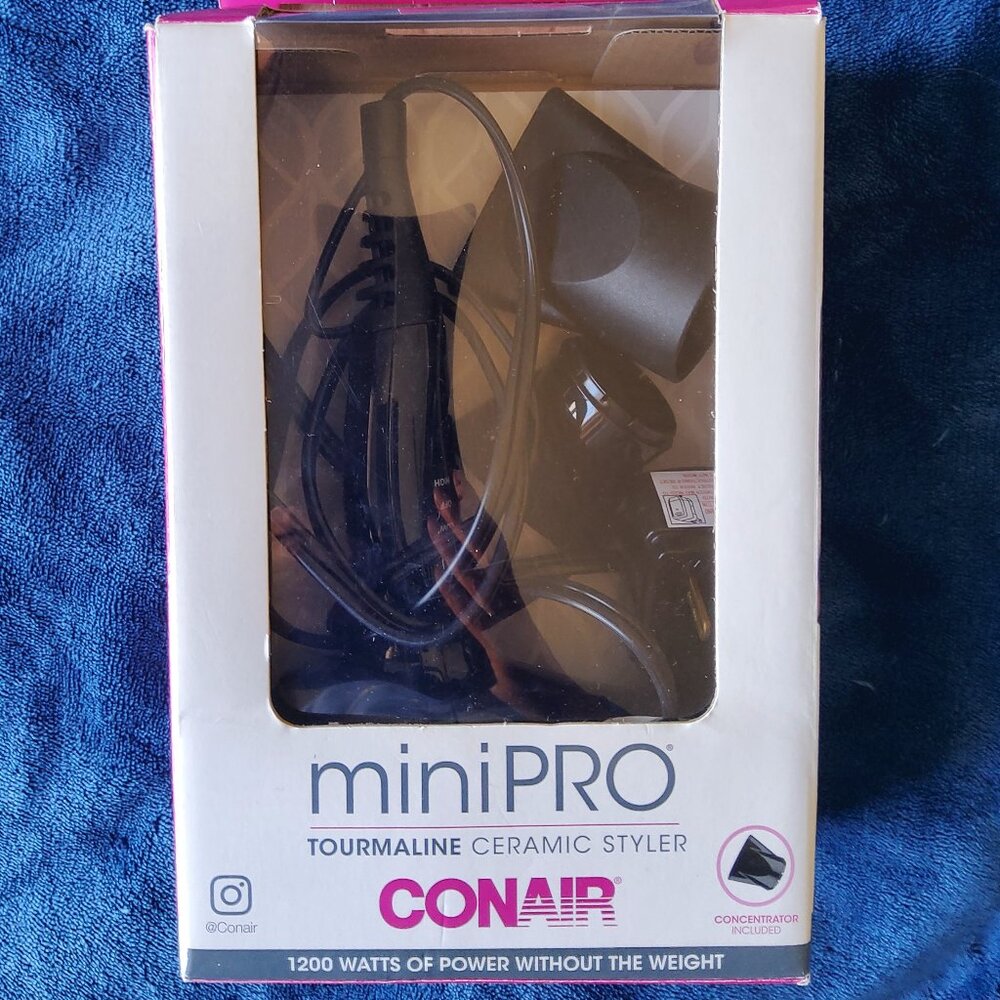 Conair MiniPRO 1200-Watt Compact Tourmaline Ceramic Travel Hair Dryer